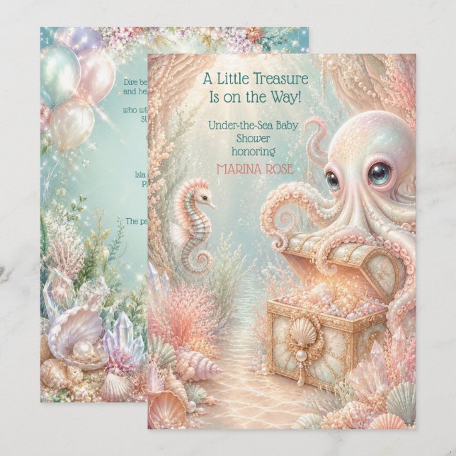 Baby Shower Trésor sous la mer Pieuvre  (Devant / Derrière)