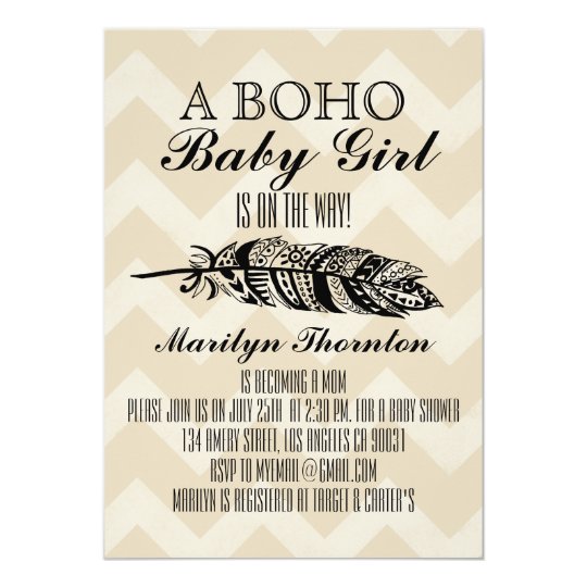 Baby shower tribal de Bohème moderne de Chevron de Carton D'invitation 12,7 Cm X 17,78 Cm