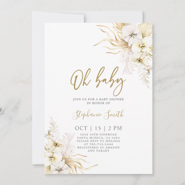 Baby shower tropical bohémien Invitation fille (Devant)