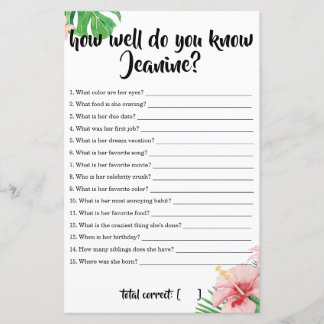 Baby shower Tropical Comment Bien Connaissez-Vous