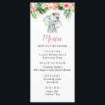 Baby shower Tropical Elephant Girl Menu Sign<br><div class="desc">Baby shower Tropical Elephant Girl Menu Sign</div>