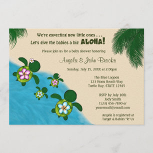 Baby shower TURTLE Invitation TWIN (Honu) 01D2