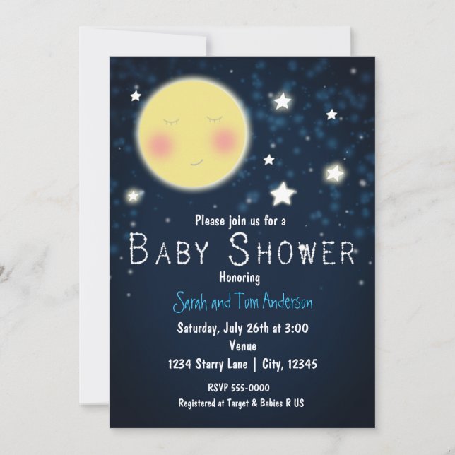 BABY SHOWER Twinkle Little Star Sparkle Invitation (Devant)