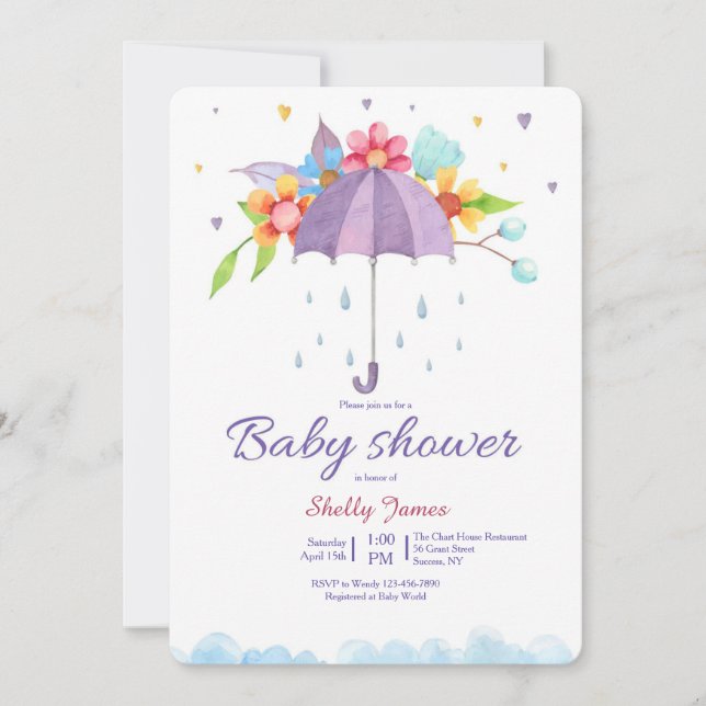 Baby shower Umbrella Invitation (Devant)