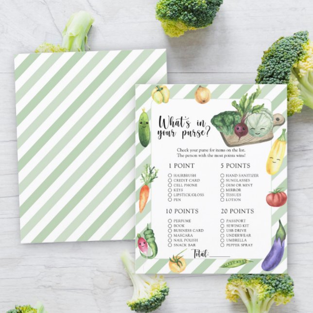 Baby shower Veggie - Qu'y a-t-il dans votre sac à  (Créateur téléchargé)