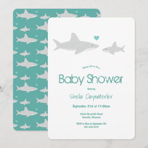 Baby shower vert animal de requin mou Invitation