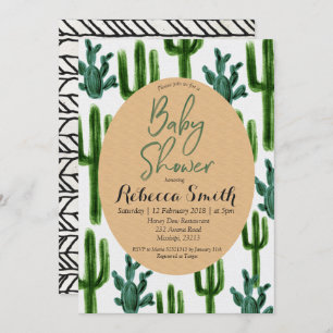 Baby shower vert Cactus Invitation Moderne