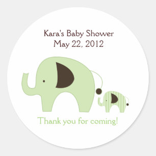Baby shower vert Dottie Elephant Favoriser Sticker