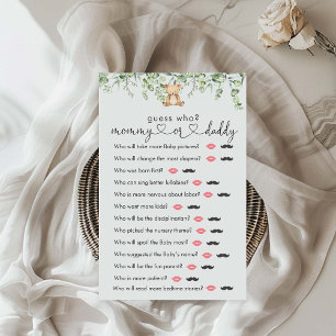 Baby shower vert Teddy Bear "Guess Who" Jeu