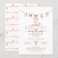 Baby shower Vêtements pour bébés Invitation - Rose