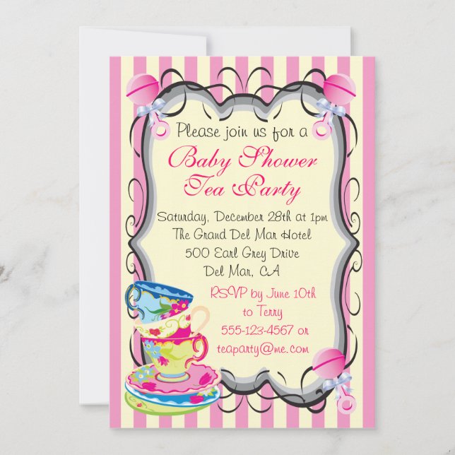 Baby shower Victorian Tea Party Invitation (Devant)