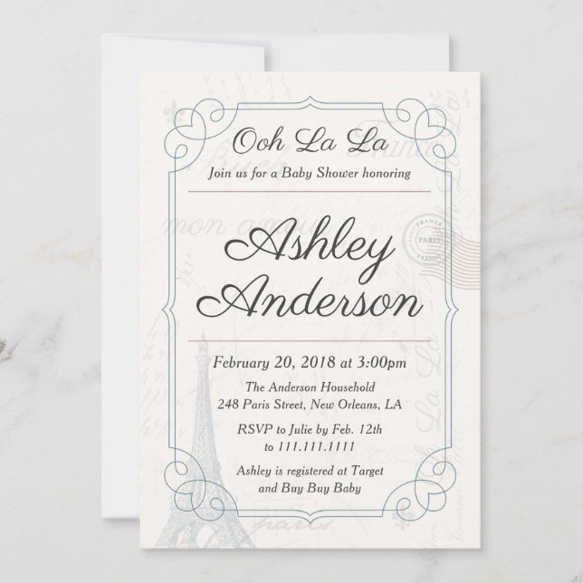 Baby shower vintage de cartes postales (Devant)