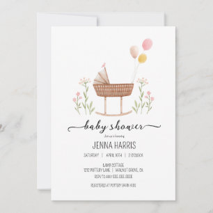 Baby shower vintage Fille Genre Invitation Nuetral