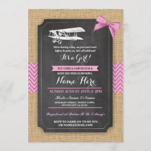 Baby shower vintage Fille Invitation en bois