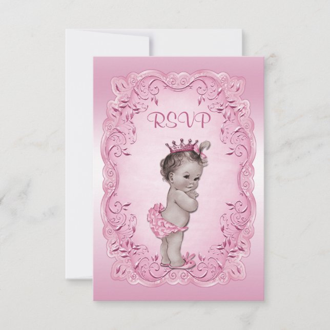 Baby shower Vintage RSVP rose (Devant)