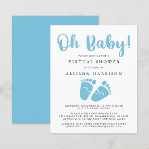 Baby shower virtuel Budget Pieds bleus Invitation