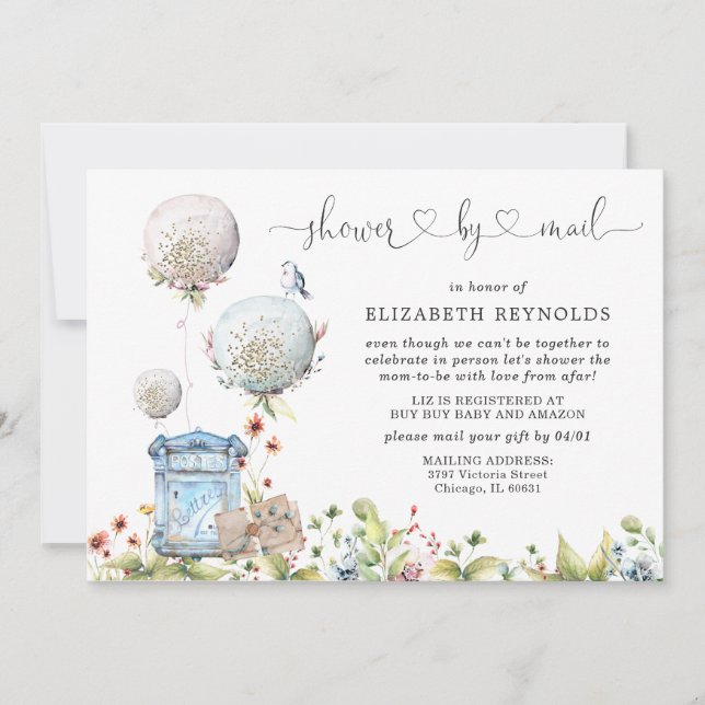 Baby shower virtuel par invitation par courrier (Devant)