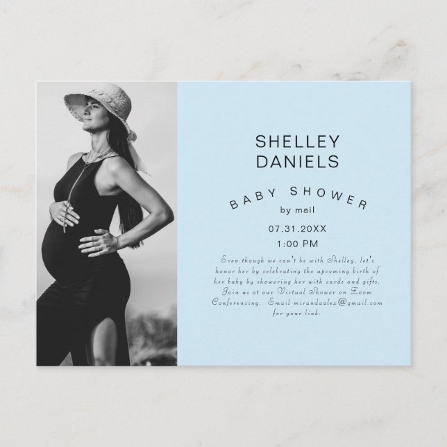 Baby shower virtuel par mail Photo Blue Invitation (Devant)