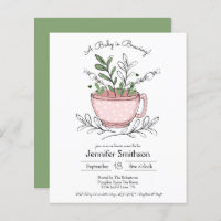 Baby shower Whimsical Tea Cup Budget Invitation