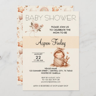 Baby shower Whimsy mignon - Invitation Rose
