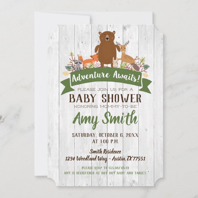 Baby shower Woodland Automne Rustique Invitation (Devant)
