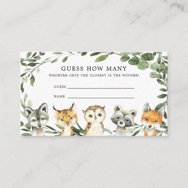 Baby shower Woodland Devine Combien de cartes (Devant)