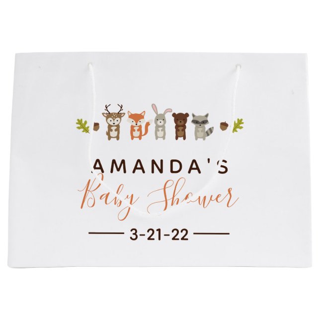 Baby shower Woodland Grand sac cadeau (Devant)