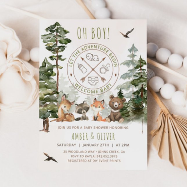 Baby shower Woodland Invitation Camping Invitation (Créateur téléchargé)