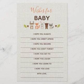Baby shower Woodland Keepsaké - Voeux pour bébé