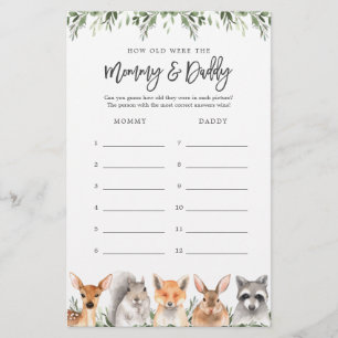 Baby shower Woodland Quel Âge Avaient-Ils Jeu Cart