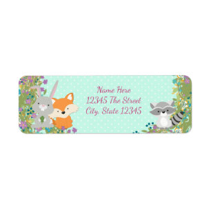 Baby shower Woodland Retourner l'adresse Étiquette