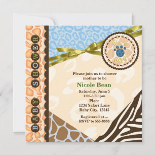 Baby showers Boys Blue Safari Invitations Thèmes