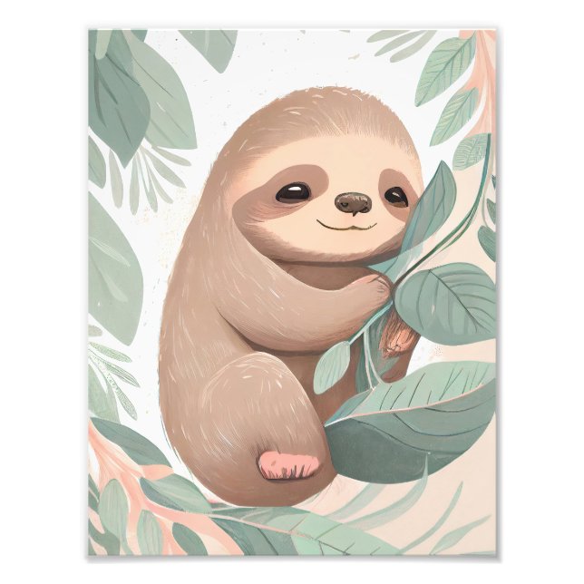 Baby Sloth Nursery Imprimer Poster Wall Art (Devant)