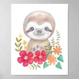 Baby Sloth Poster Cute Baby Sloth Nursery Art