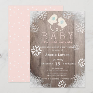 Baby Son Froid Extérieur Rose Douche Invitation