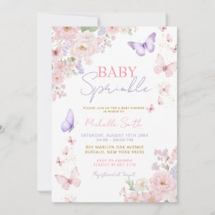 Baby Sprinkle Papillon Fleurs Douces Faire-Part de