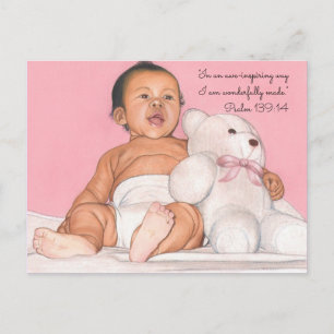 Baby & Teddy ~ Magnifique carte postale faite