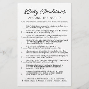 Baby Traditions jeu Baby shower partie