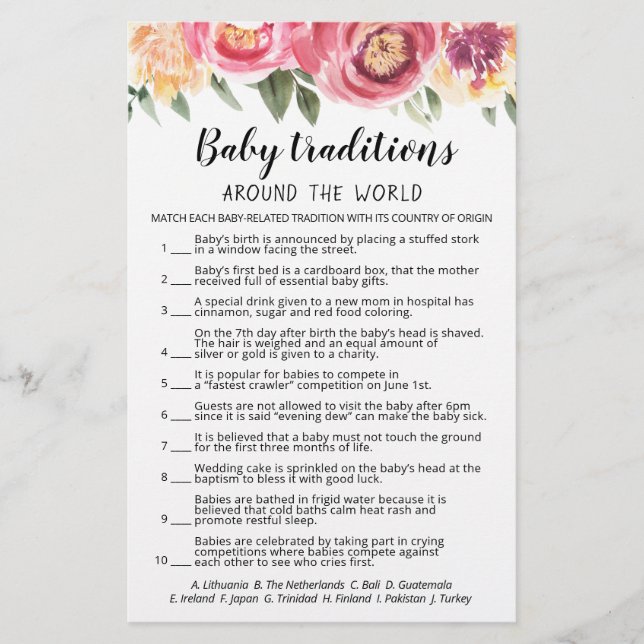 Baby Traditions jeu Baby shower partie (Devant)