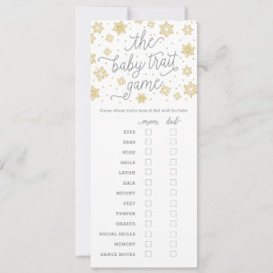 Baby Trait Gold Snowflake Baby shower Carte de jeu