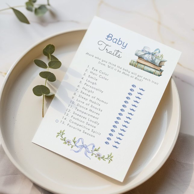 Baby Traits Blue Bow Books baby shower (Créateur téléchargé)