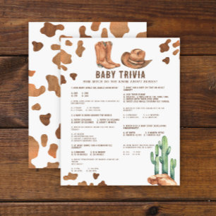 Baby Trivia Aquarelle Baby Shower Cow-boy