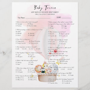 Baby Trivia Baby shower Jeu