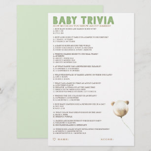Baby Trivia Baby shower Jeu