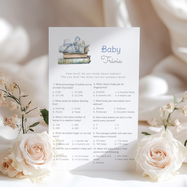 Baby Trivia Blue Bow Books baby shower (Créateur téléchargé)