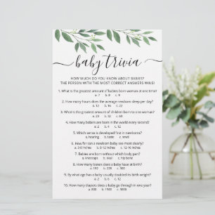 Baby Trivia Jeu avec réponses Baby shower partie