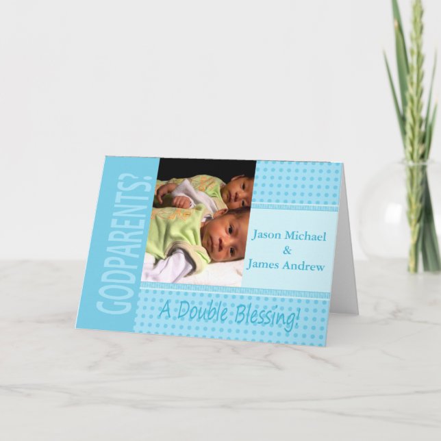 Baby Twin Boys be our Godparents Invitation (Devant)