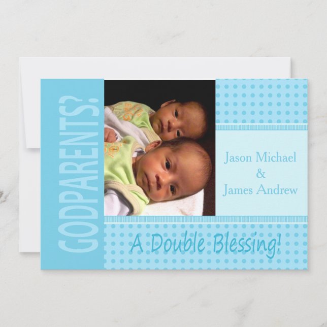 Baby Twin Boys be our Godparents Invitation (Devant)