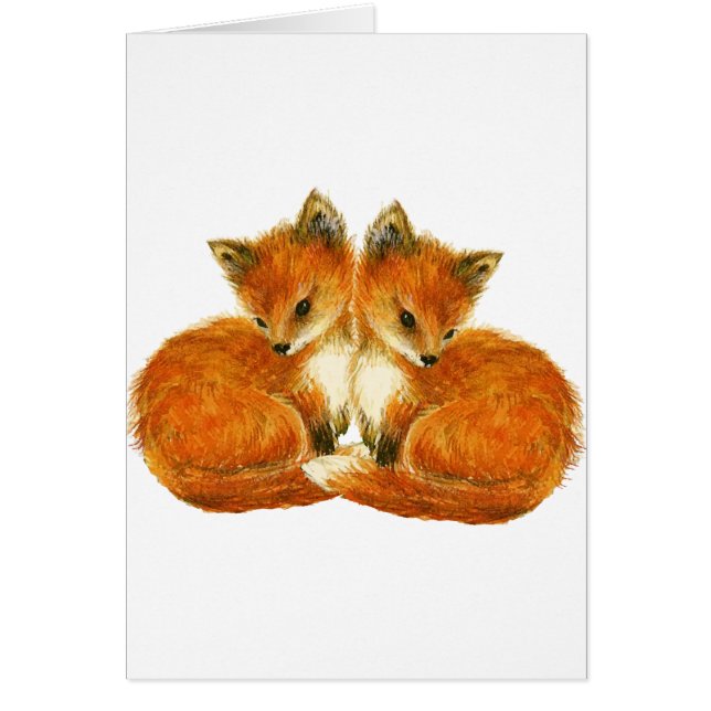 Baby Twin Foxes Note Cartes (Devant)