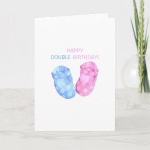 Baby Twins Booties Carte d'anniversaire